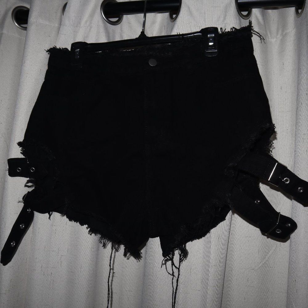 Grunge Black Denim Shorts